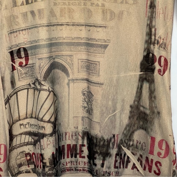 Vintage Art Couture Paris tan and brown long  sleeve top - Picture 4 of 7